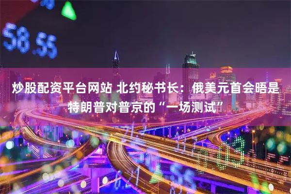 炒股配资平台网站 北约秘书长：俄美元首会晤是特朗普对普京的“一场测试”