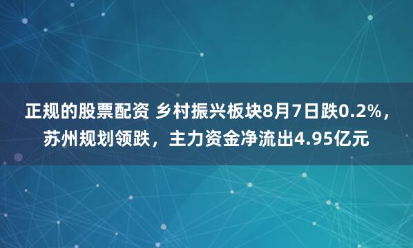 正规的股票配资 乡村振兴板块8月7日跌0.2%，苏州规划领跌，主力资金净流出4.95亿元