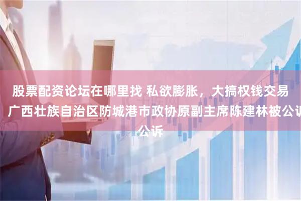 股票配资论坛在哪里找 私欲膨胀，大搞权钱交易！广西壮族自治区防城港市政协原副主席陈建林被公诉